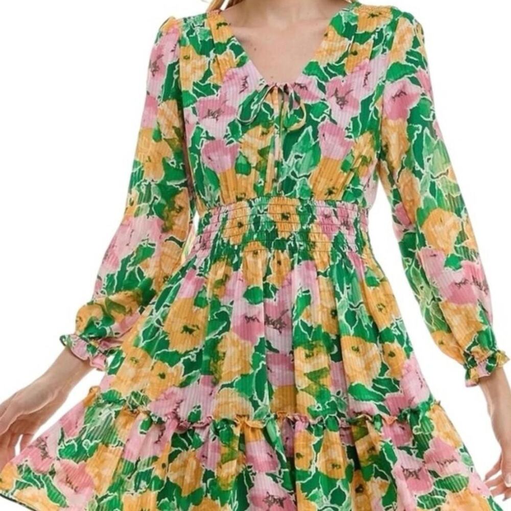 Taylor Floral Long Sleeve Smocked Fit & Flare Dress
